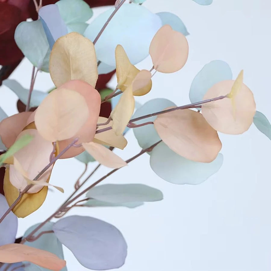 1/3Pcsartificial Plant Long Stems Eucalyptus Leaf Leaves Plants Money Leaf Decor Wedding Shooting Prop Home Vase Table Diy Decor