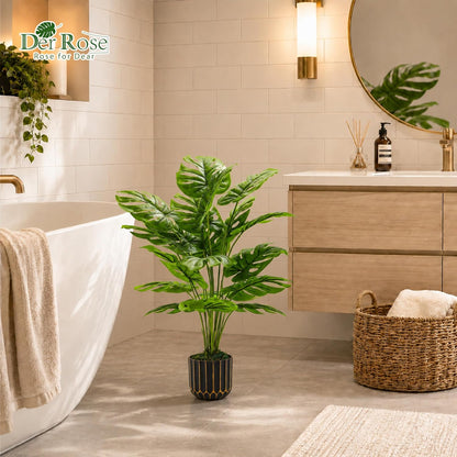 Fake Plants Artificial Plants Tall 71Cm Adjustable Faux Monstera Plants Indoor Outdoor for Home Bedroom Living Room Bathroom Decor