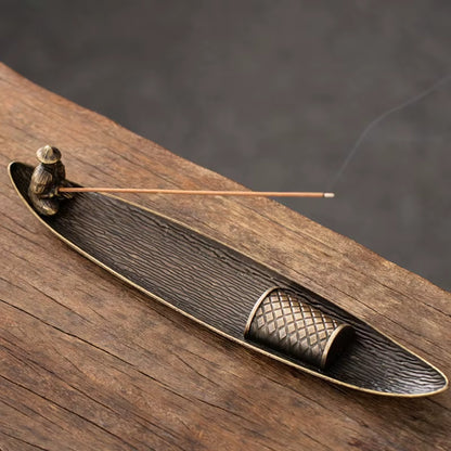Creative Incense Holder Aromatherapy Ornament Incense Holder Boat Old Men Fishing Japanese Style Incense Stick Burner Home Decor