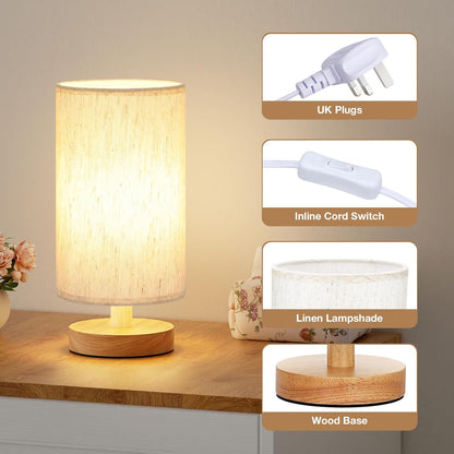 Bedside Lamps, 3000K Warm White Table Lamp, Small Lamps for Living Room - Simple Bed Lamp Desk Lamps with Button Switch for Kids Room, Study, Dorm, Office, Shelves(Bulb Included)