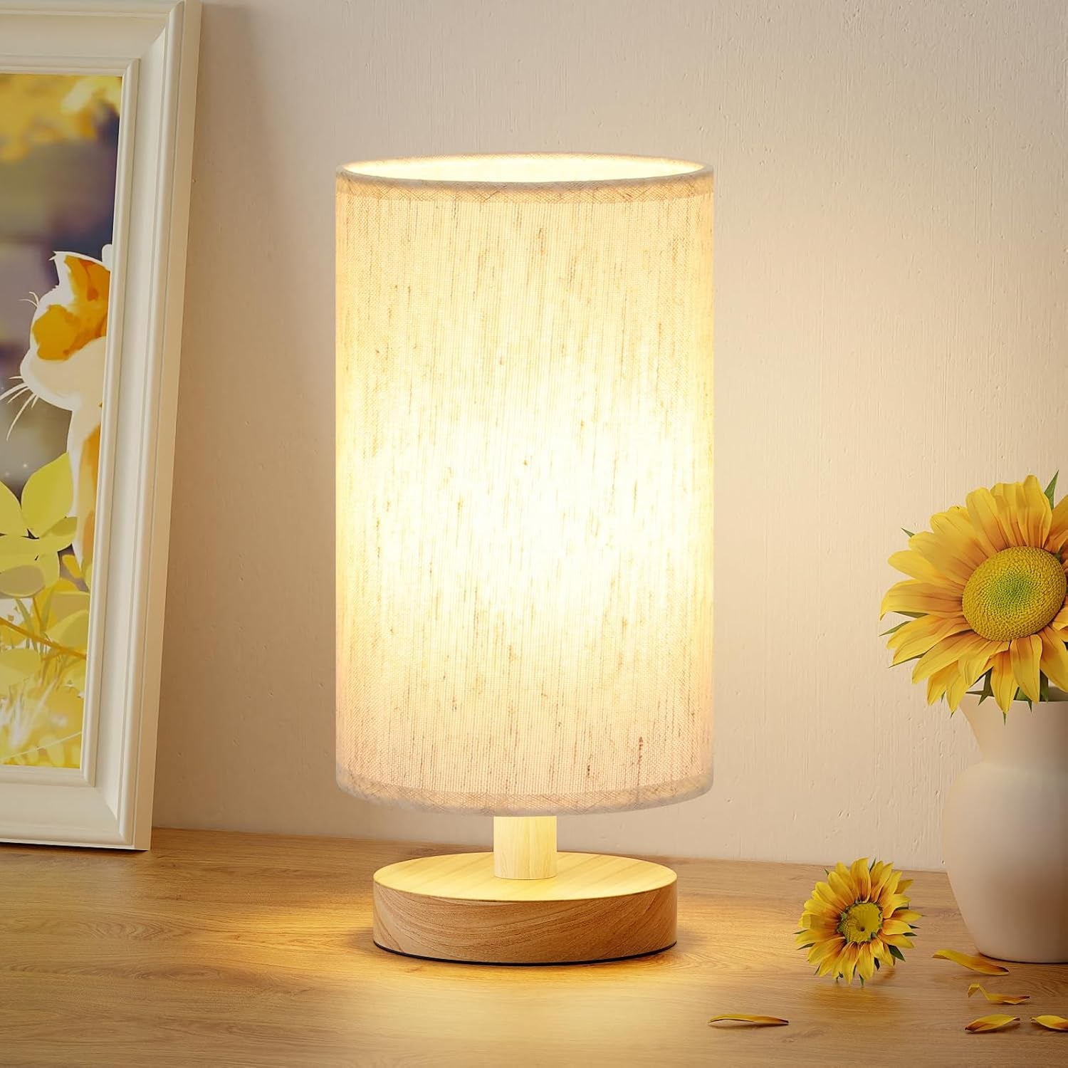 Bedside Lamps, 3000K Warm White Table Lamp, Small Lamps for Living Room - Simple Bed Lamp Desk Lamps with Button Switch for Kids Room, Study, Dorm, Office, Shelves(Bulb Included)