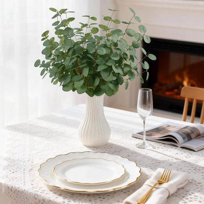 6 Bunches Artificial Eucalyptus Stems Leaves, Faux Silk Eucalyptus Artificial Flowers, Fake Green Foliage Greenery for Flower Arrangement Home Wedding Party Decoration