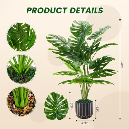 Fake Plants Artificial Plants Tall 71Cm Adjustable Faux Monstera Plants Indoor Outdoor for Home Bedroom Living Room Bathroom Decor