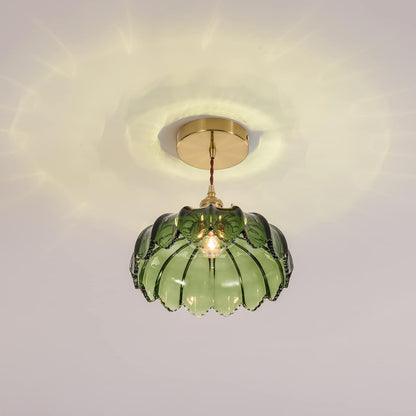 Glass Pendant Light Green Ceiling Light, Hanging Ceiling Lights Vintage Pendant Light, Pendant Lights for Kitchen Island Bedroom Hallway Study Room Coffee Bar