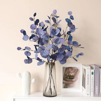 1/3Pcsartificial Plant Long Stems Eucalyptus Leaf Leaves Plants Money Leaf Decor Wedding Shooting Prop Home Vase Table Diy Decor