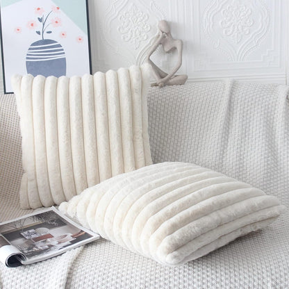 Beige Cushion Covers 45 X 45 Fluffy Faux Fur Cushion Covers 18X18 Set of 2 Pillow Covers Soft Plush Pillowcases for Sofa Bed Moroccan Style Home Decor Cushion Cover
