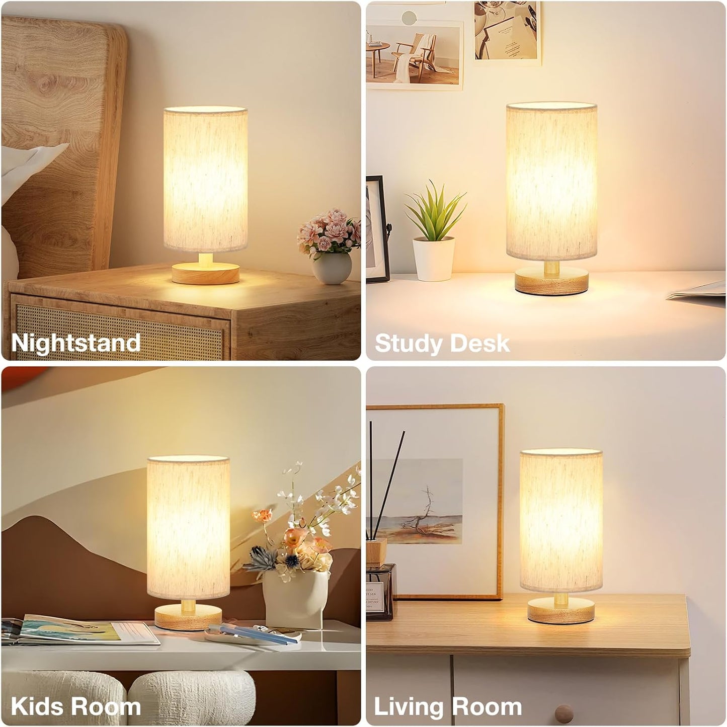 Bedside Lamps, 3000K Warm White Table Lamp, Small Lamps for Living Room - Simple Bed Lamp Desk Lamps with Button Switch for Kids Room, Study, Dorm, Office, Shelves(Bulb Included)