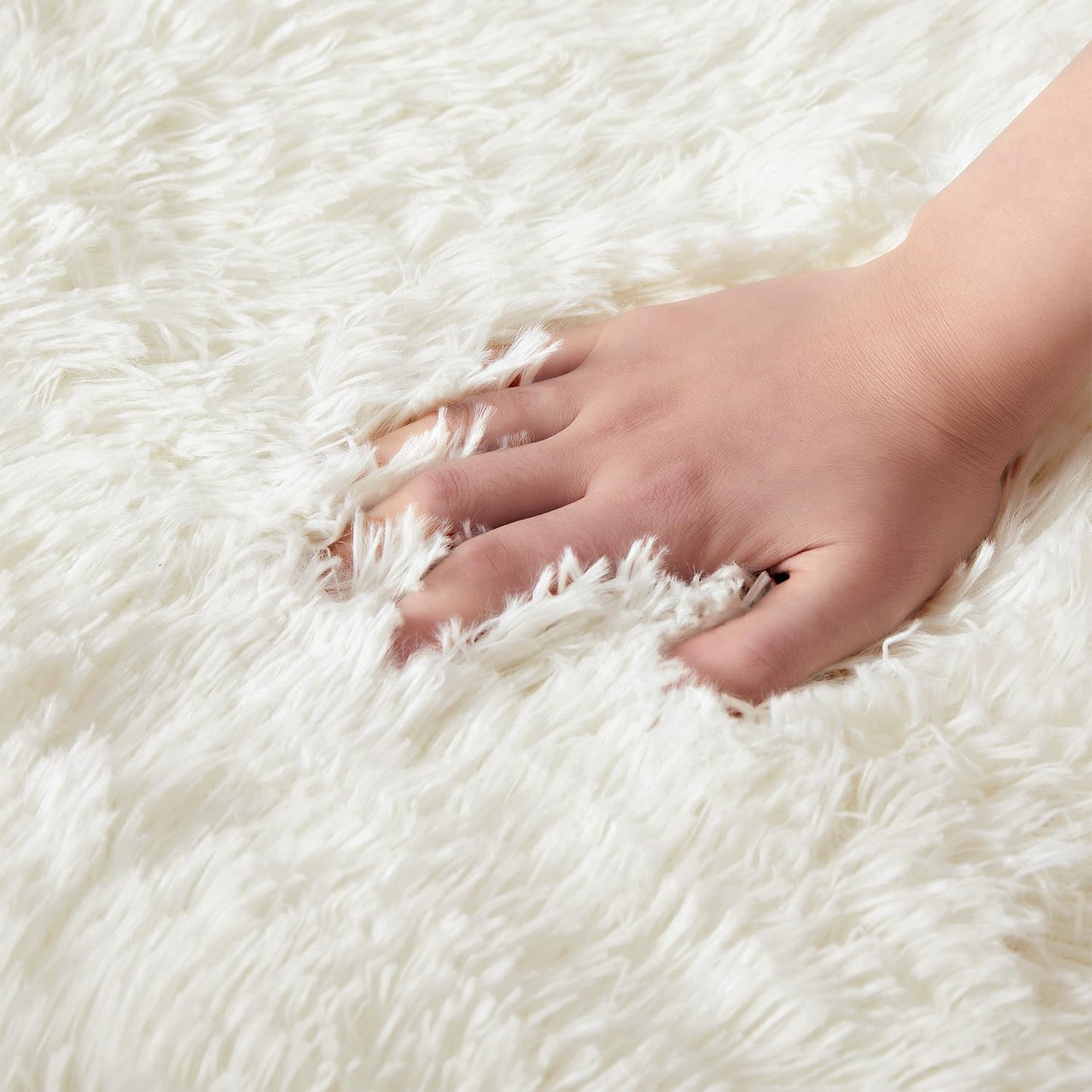 round Cream Shaggy Rug 120X120 Cm Fluffy Soft Non Slip Circle Area Rug Nursery Kids Room Non-Shedding