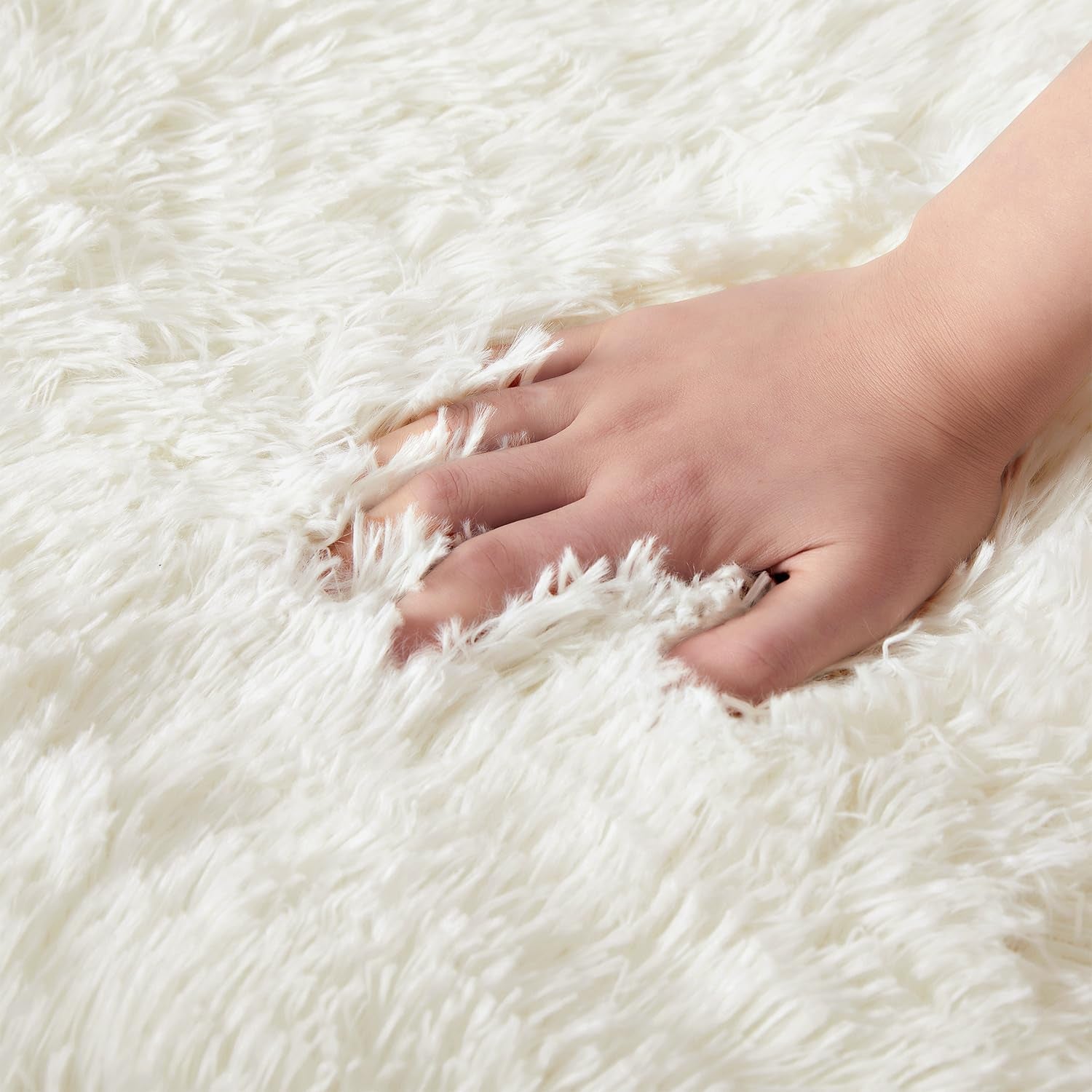 round Cream Shaggy Rug 120X120 Cm Fluffy Soft Non Slip Circle Area Rug Nursery Kids Room Non-Shedding