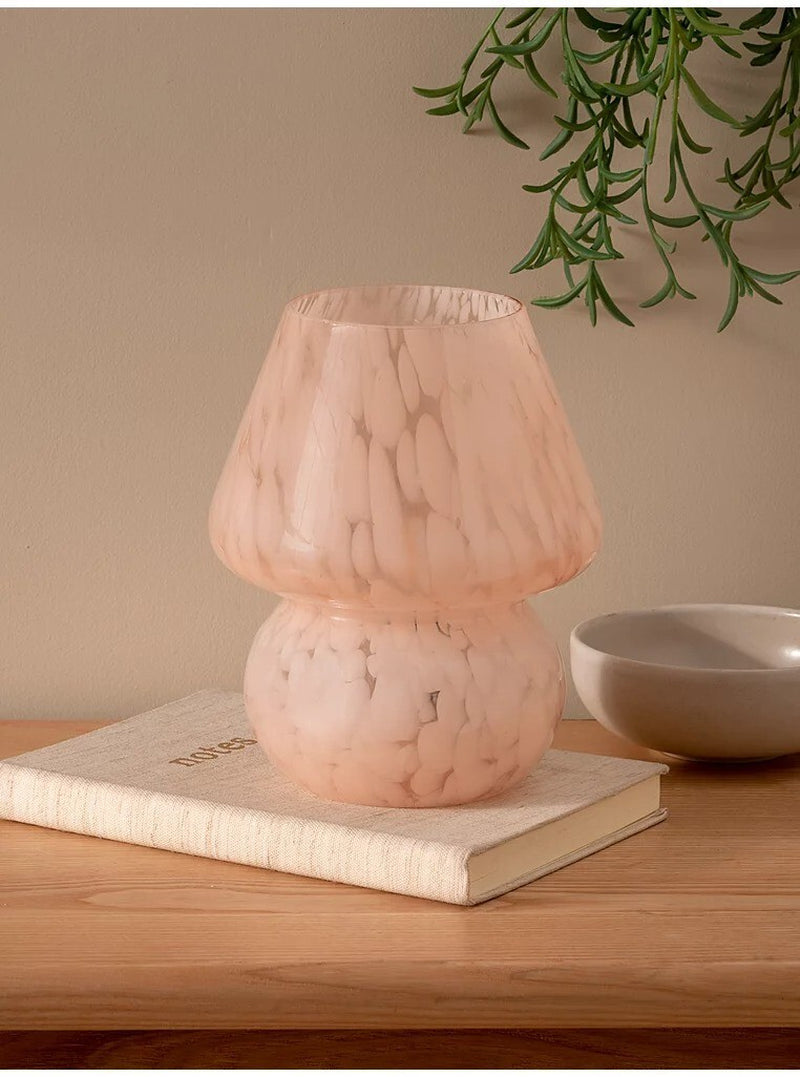 Pink Glass Mushroom Lamp 