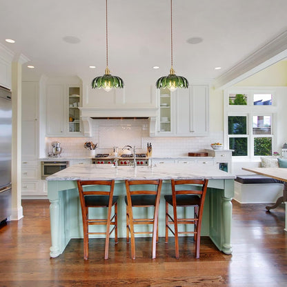 Glass Pendant Light Green Ceiling Light, Hanging Ceiling Lights Vintage Pendant Light, Pendant Lights for Kitchen Island Bedroom Hallway Study Room Coffee Bar