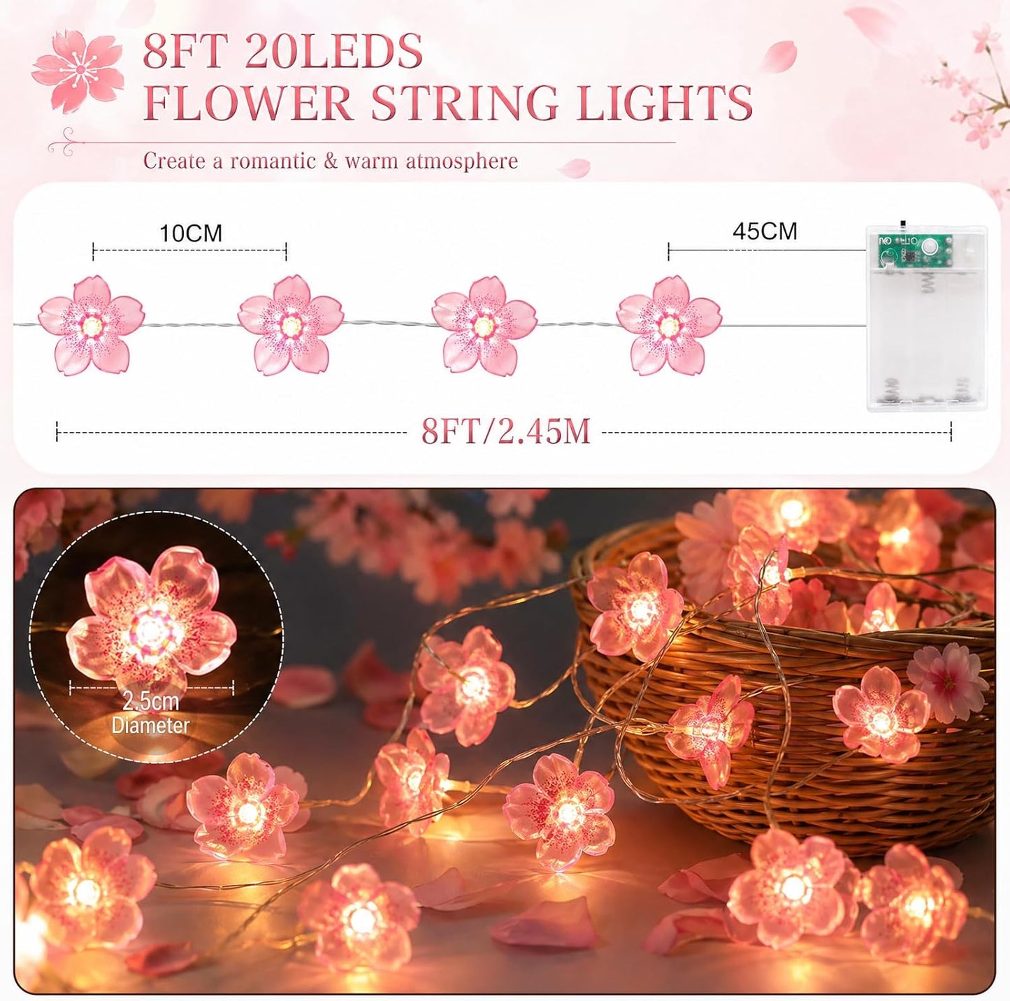 Pink Cherry Blossom String Lights
