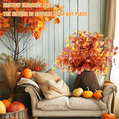 30 Pcs Autumn Artificial Flowers Artificial Eucalyptus Stems 31Cm, Autumn Faux Eucalyptus Plant Fake Silk Foliage for Flower Arrangement Thanksgiving Halloween Decor