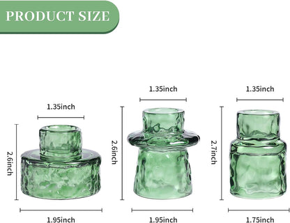 6 Packs Taper Candle Holders, Green Glass Candlestick Holders, Candle Sticks Tea Light Candle Holders for Dinner Wedding Christmas Table Centrepiece