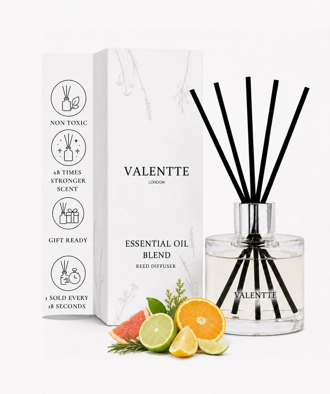 Reed Diffuser - Mandarin & Grapefruit Scent | Essential Oil Aroma for Home | 100 Ml