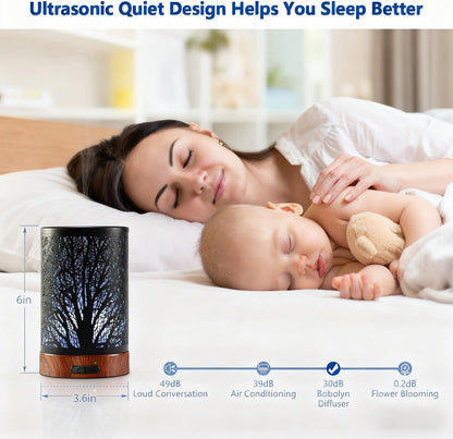 Essential Oil Diffuser Fragrance Aromatherapy Scented Oil Diffuser Ultrasonic Aroma Diffusers Whisper Quiet with Waterless Auto Shut-Off 7 LED Night Light for Home Office SPA (150Ml-Forest)
