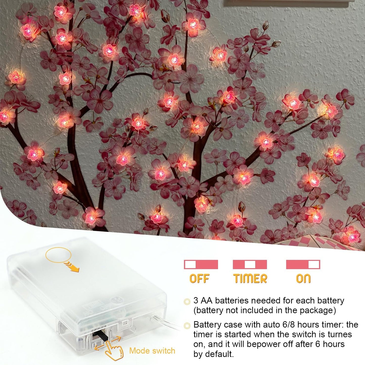 Pink Cherry Blossom String Lights