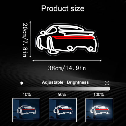 Sports Car USB Powered Led Neon Sign Dimmable Neon Light Wall Decor for Room Garage Decor Party Birthday Handmade Gift Pub Cave