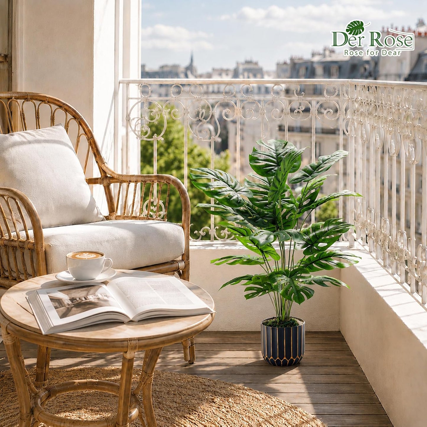 Fake Plants Artificial Plants Tall 71Cm Adjustable Faux Monstera Plants Indoor Outdoor for Home Bedroom Living Room Bathroom Decor