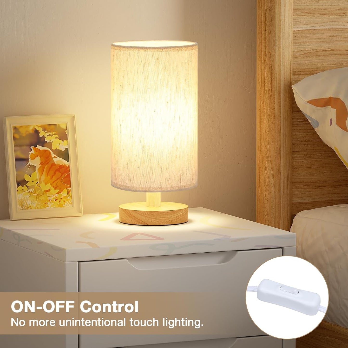Bedside Lamps, 3000K Warm White Table Lamp, Small Lamps for Living Room - Simple Bed Lamp Desk Lamps with Button Switch for Kids Room, Study, Dorm, Office, Shelves(Bulb Included)