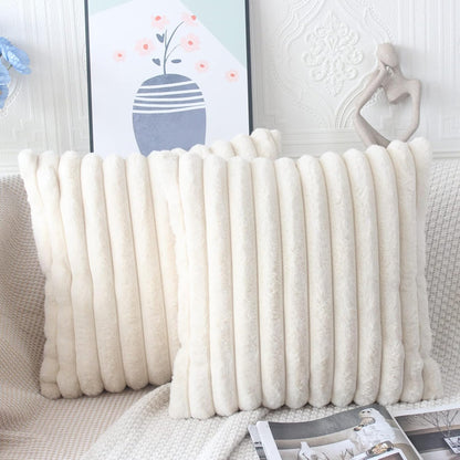Beige Cushion Covers 45 X 45 Fluffy Faux Fur Cushion Covers 18X18 Set of 2 Pillow Covers Soft Plush Pillowcases for Sofa Bed Moroccan Style Home Decor Cushion Cover