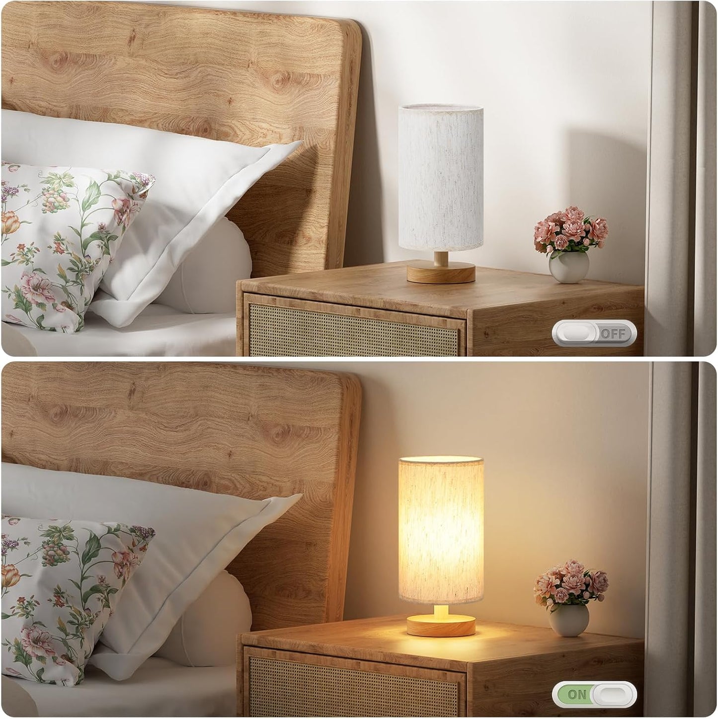 Bedside Lamps, 3000K Warm White Table Lamp, Small Lamps for Living Room - Simple Bed Lamp Desk Lamps with Button Switch for Kids Room, Study, Dorm, Office, Shelves(Bulb Included)