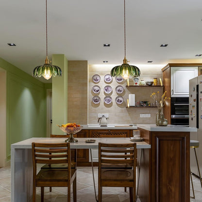 Glass Pendant Light Green Ceiling Light, Hanging Ceiling Lights Vintage Pendant Light, Pendant Lights for Kitchen Island Bedroom Hallway Study Room Coffee Bar