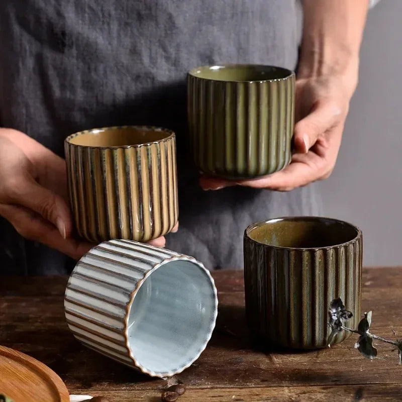 1PC Japanese Style Retro Ceramic Tea Cup Porcelain Teacups Sake Cups Coffee Mug Wine Mug Water Mug Household Afternoon Teacup