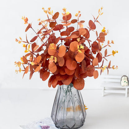 30 Pcs Autumn Artificial Flowers Artificial Eucalyptus Stems 31Cm, Autumn Faux Eucalyptus Plant Fake Silk Foliage for Flower Arrangement Thanksgiving Halloween Decor
