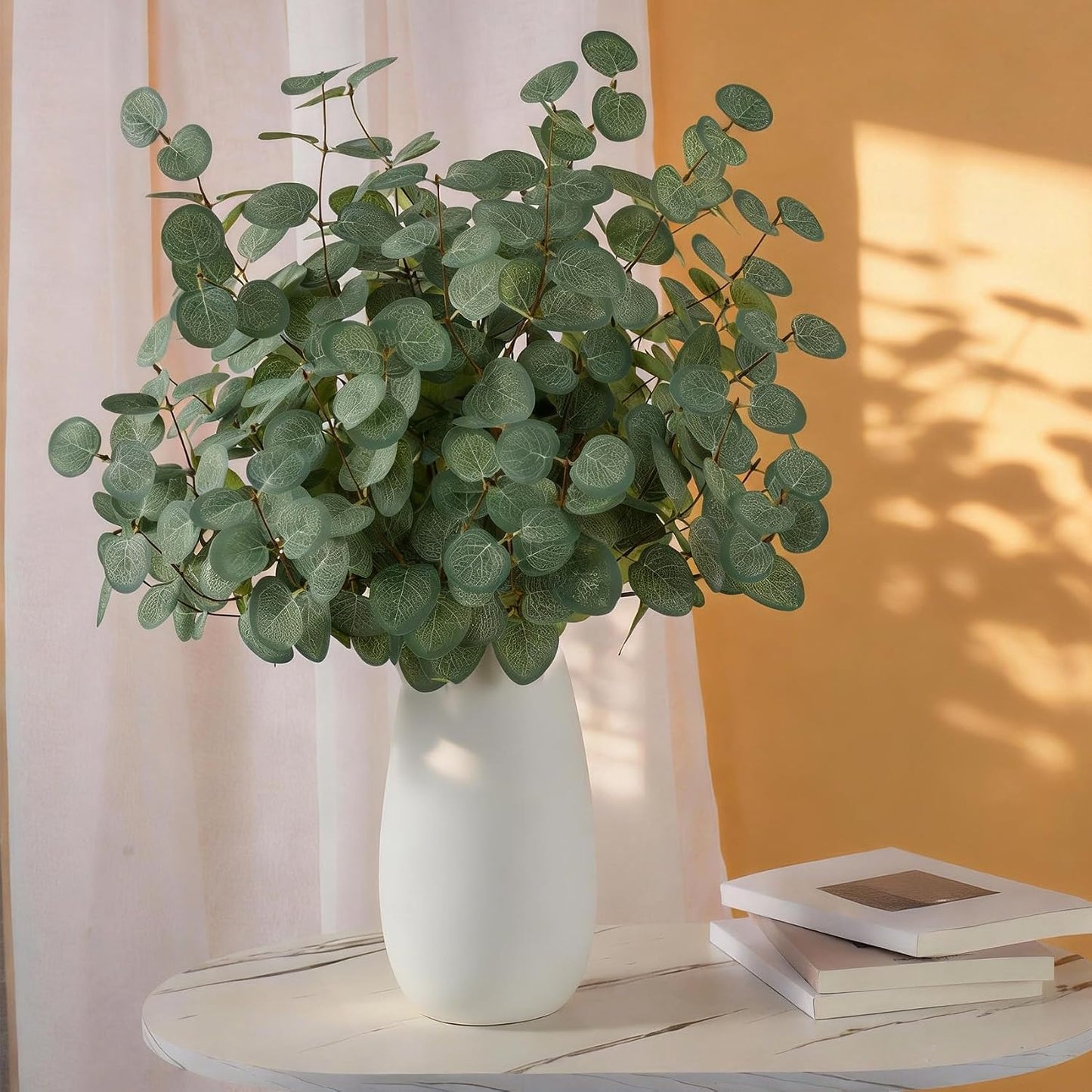 6 Bunches Artificial Eucalyptus Stems Leaves, Faux Silk Eucalyptus Artificial Flowers, Fake Green Foliage Greenery for Flower Arrangement Home Wedding Party Decoration