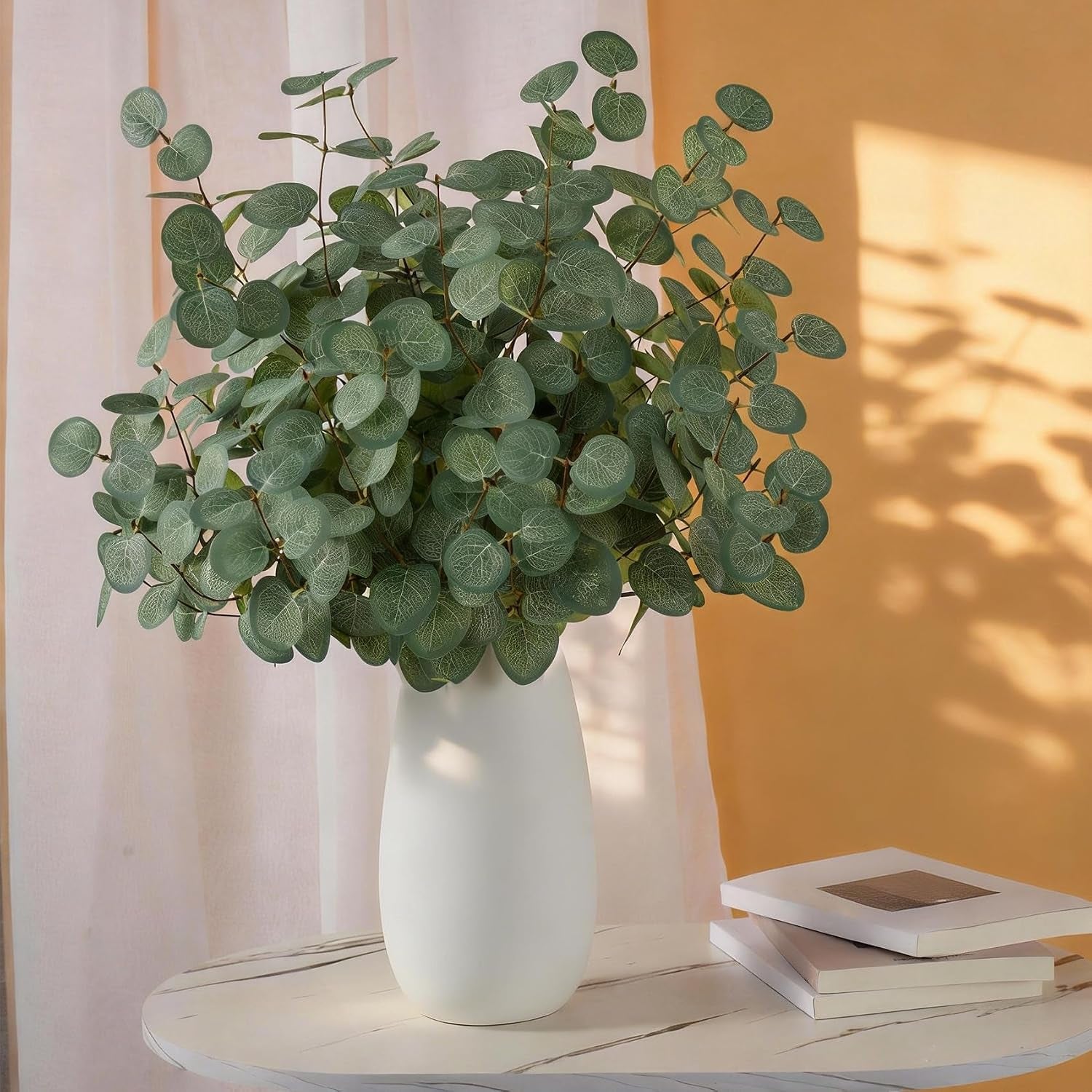 6 Bunches Artificial Eucalyptus Stems Leaves, Faux Silk Eucalyptus Artificial Flowers, Fake Green Foliage Greenery for Flower Arrangement Home Wedding Party Decoration
