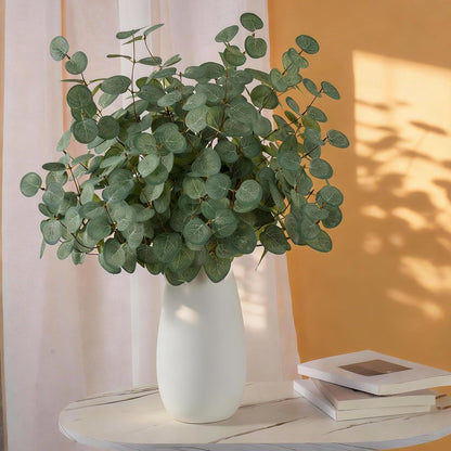 6 Bunches Artificial Eucalyptus Stems Leaves, Faux Silk Eucalyptus Artificial Flowers, Fake Green Foliage Greenery for Flower Arrangement Home Wedding Party Decoration