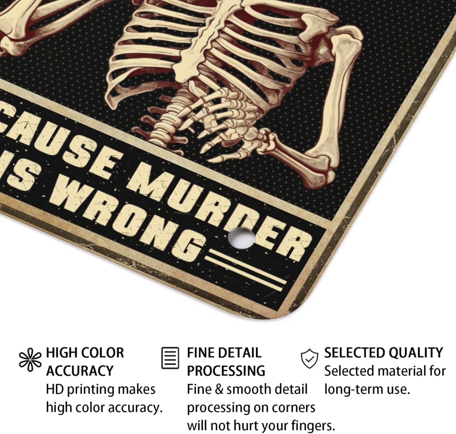 Vintage Style Metal Coffee Sign 30 X 20 Cm - Skeleton Coffee Mug Wall Plaque, COFFEE Because Murder Is Wrong Funny Retro Tin Wall Art for Kitchen Cafe Bar Home Office Man Cave, Gift for Coffee Lovers