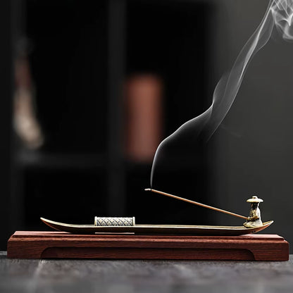 Creative Incense Holder Aromatherapy Ornament Incense Holder Boat Old Men Fishing Japanese Style Incense Stick Burner Home Decor