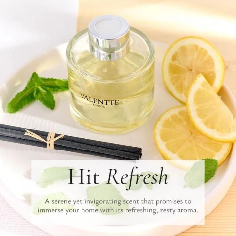 Reed Diffuser, 100Ml, Wild Mint & Sicilian Lemon Scent, Premium Black Fibre Reeds