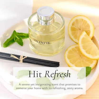 Reed Diffuser, 100Ml, Wild Mint & Sicilian Lemon Scent, Premium Black Fibre Reeds