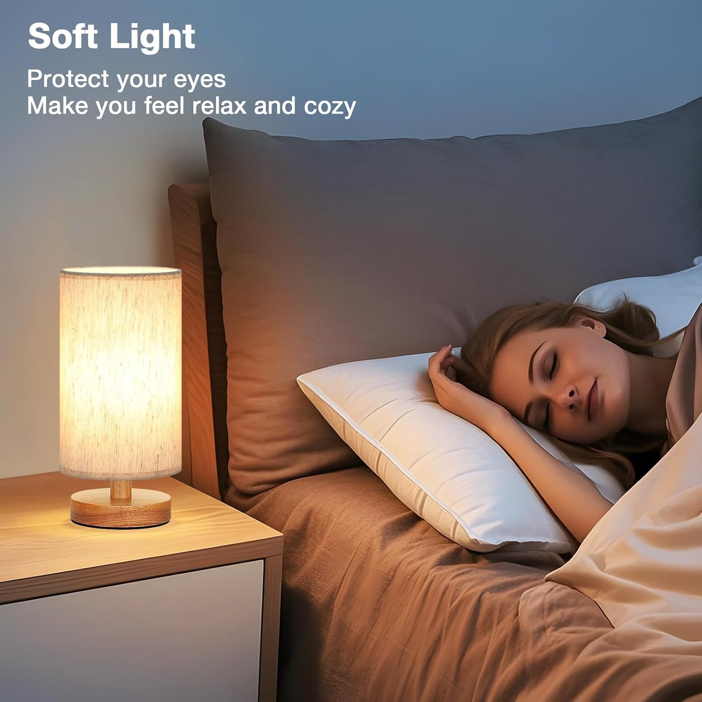 Bedside Lamps, 3000K Warm White Table Lamp, Small Lamps for Living Room - Simple Bed Lamp Desk Lamps with Button Switch for Kids Room, Study, Dorm, Office, Shelves(Bulb Included)