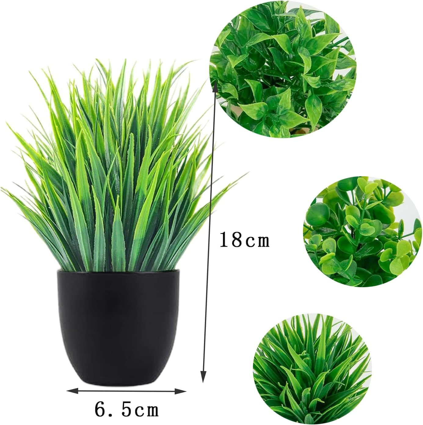 4Pcs Fake Plants Pots, Small Artificial Plants Indoor Outdoor, Desk Plants Mini Plant Pots for Desktop, Bathroom, Home Decor, 4 Different Shaped Plastic Plants