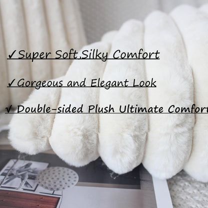 Beige Cushion Covers 45 X 45 Fluffy Faux Fur Cushion Covers 18X18 Set of 2 Pillow Covers Soft Plush Pillowcases for Sofa Bed Moroccan Style Home Decor Cushion Cover