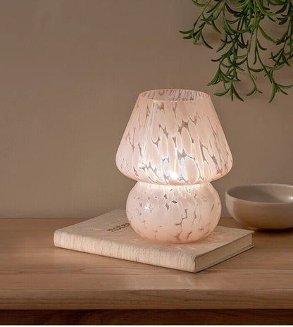 Pink Glass Mushroom Lamp 
